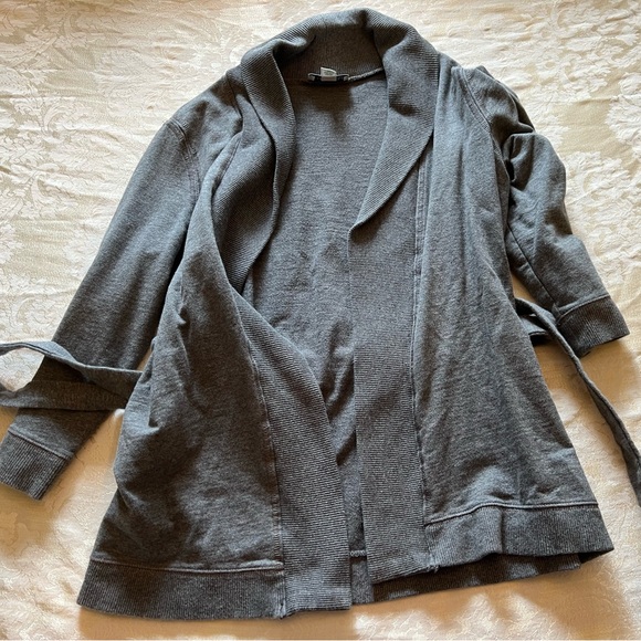 Women’s LOFT Gray Open Cardigan Sweatshirt Cotton - Picture 1 of 4